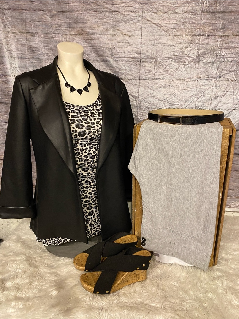 Wearever Black Faux Leather Blazer